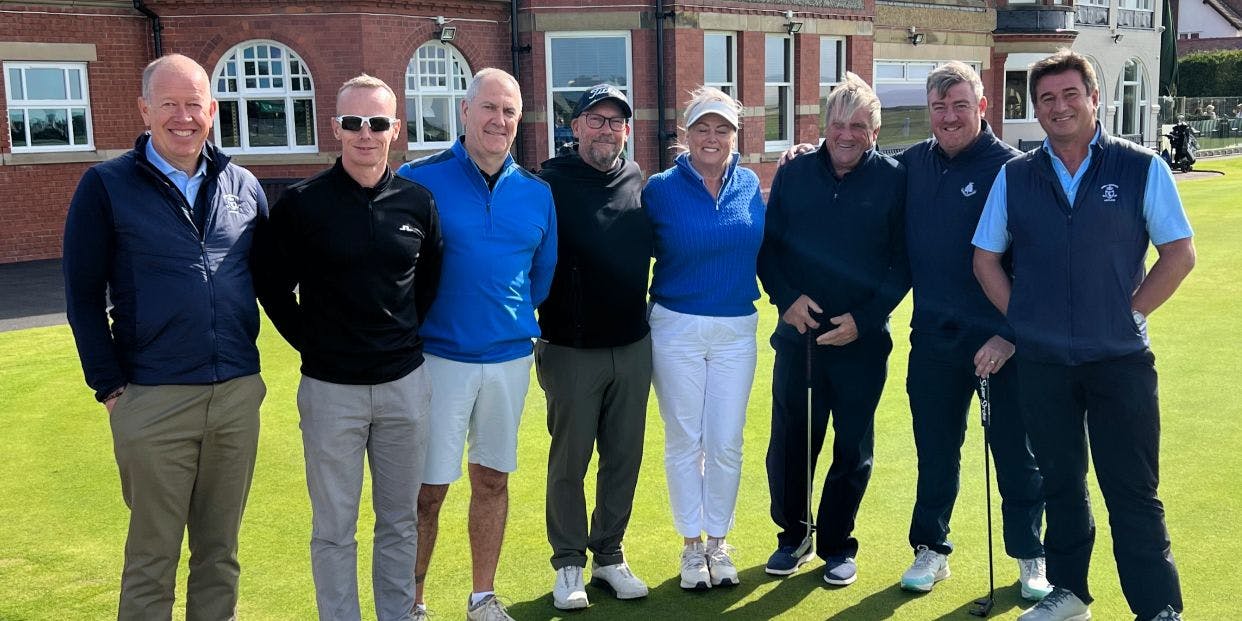 Wasps Legends , including Adam Share and his guests enjoyed two four balls at Royal Liverpool following his Auction win in La Manga Golf Classic 2023.